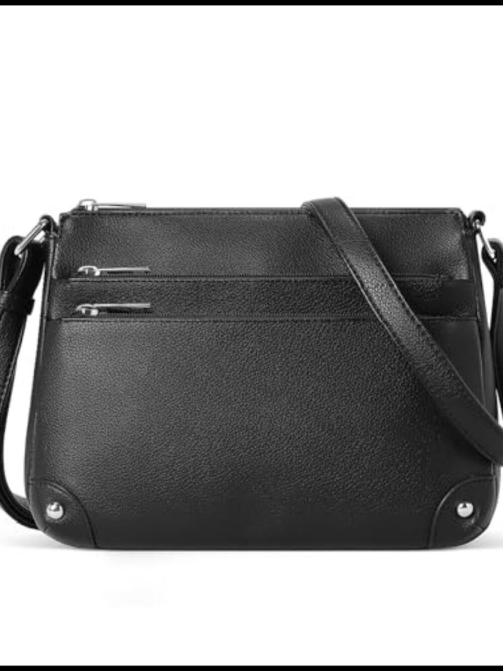 Womens Medium Crossbody Bag Vegan Leather Multi Zipper Pockets Satchel